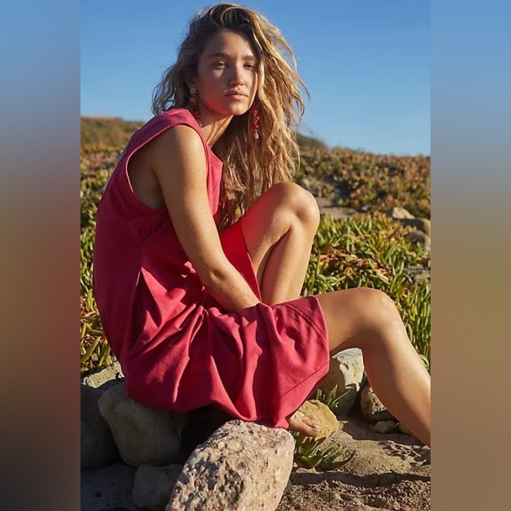NWT Free People Beach Simone Midi In Red Jalapeño - Picture 2 of 10